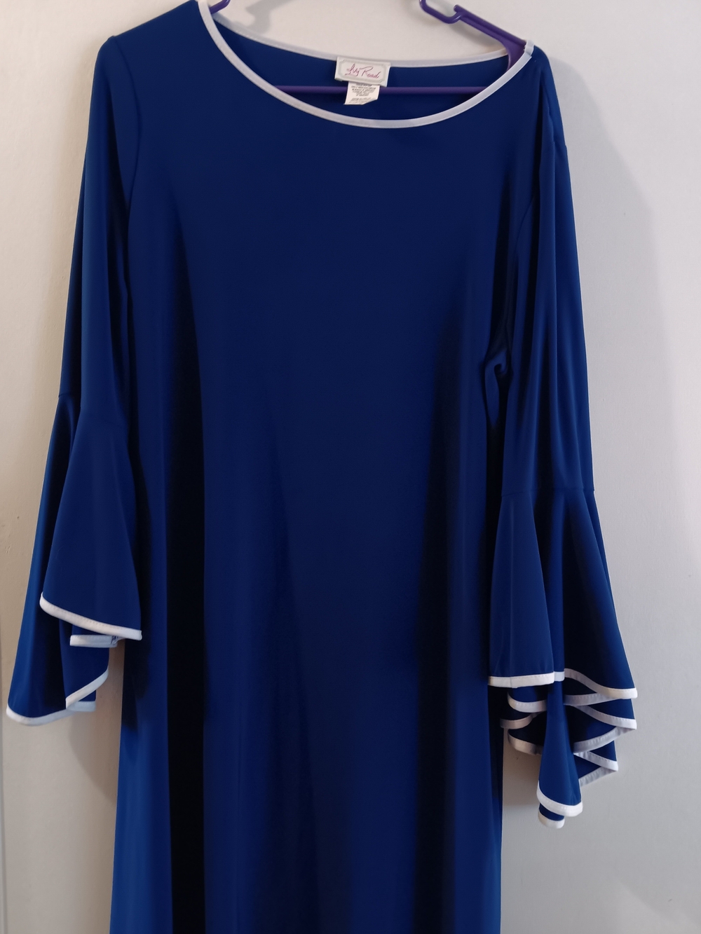 Ivy Road  Royal Blue Bell Sleeve Women's  Midi Dress Xlarge